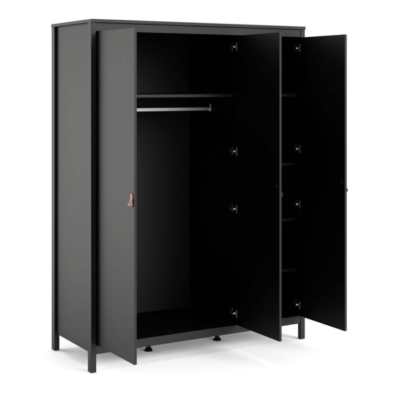 Furniture To Go Barcelona 3 Door Wardrobe Matt Black