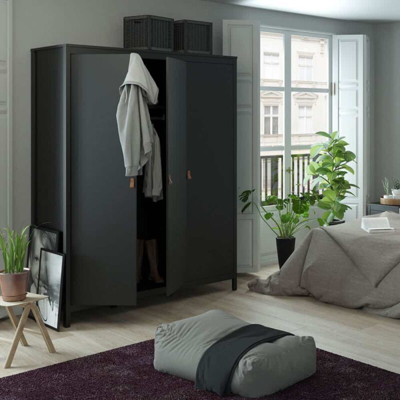 Furniture To Go Barcelona 3 Door Wardrobe Matt Black