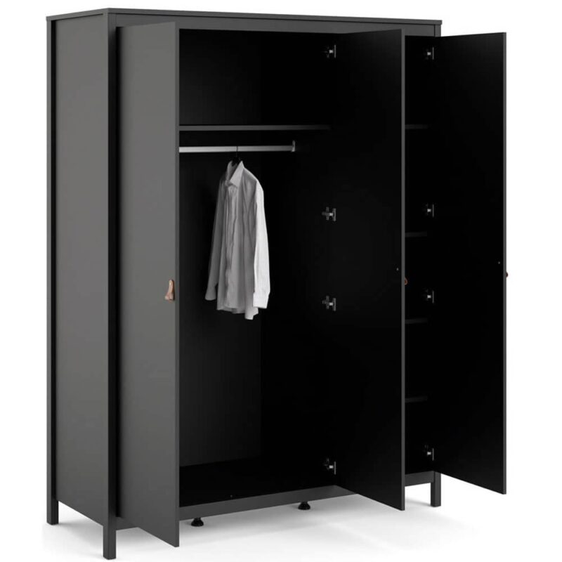 Furniture To Go Barcelona 3 Door Wardrobe Matt Black