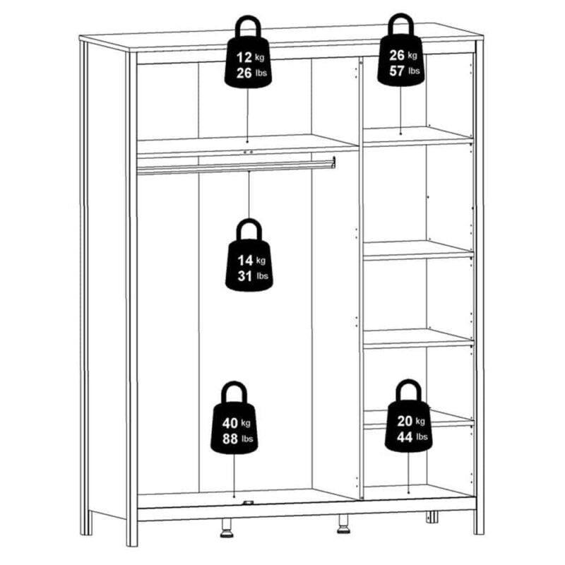 Furniture To Go Barcelona 3 Door Wardrobe Matt Black