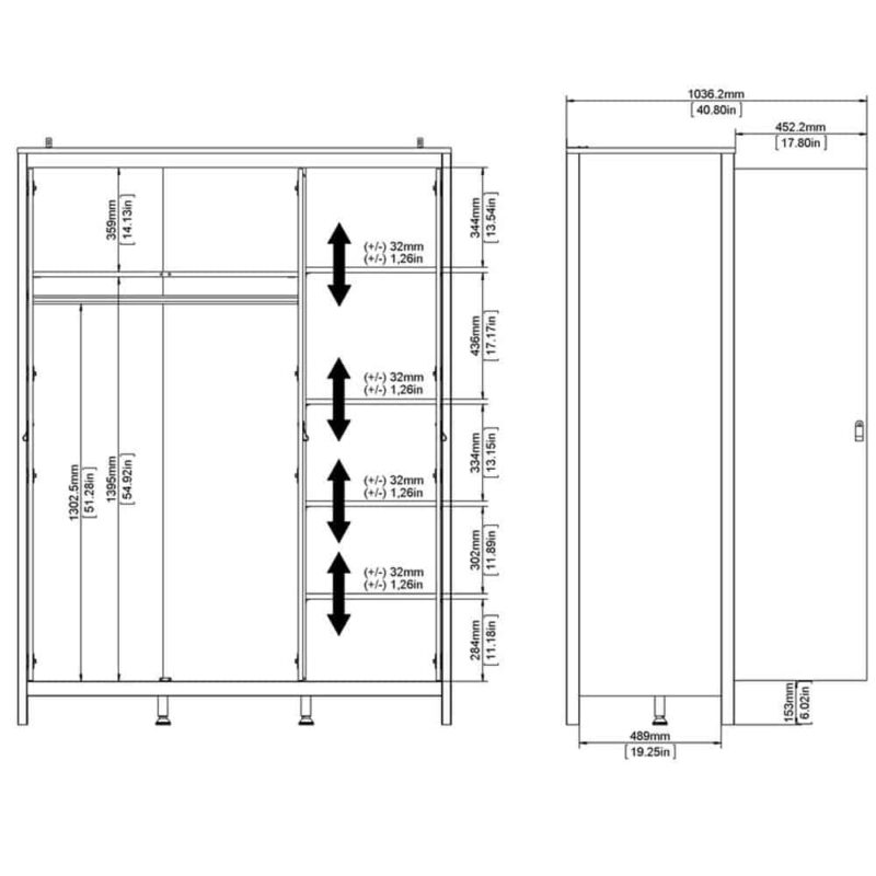 Furniture To Go Barcelona 3 Door Wardrobe White