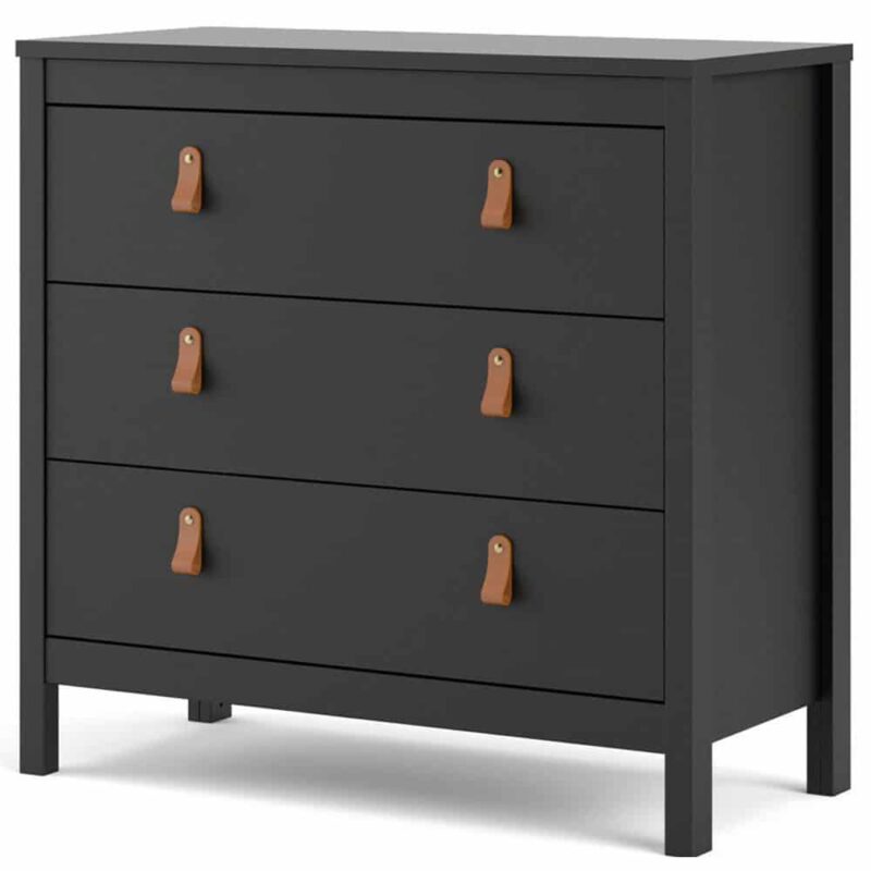 Furniture To Go Barcelona 3 Drawer Chest Matt Black