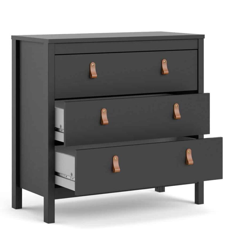 Furniture To Go Barcelona 3 Drawer Chest Matt Black