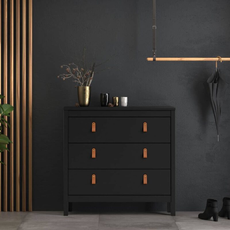 Furniture To Go Barcelona 3 Drawer Chest Matt Black