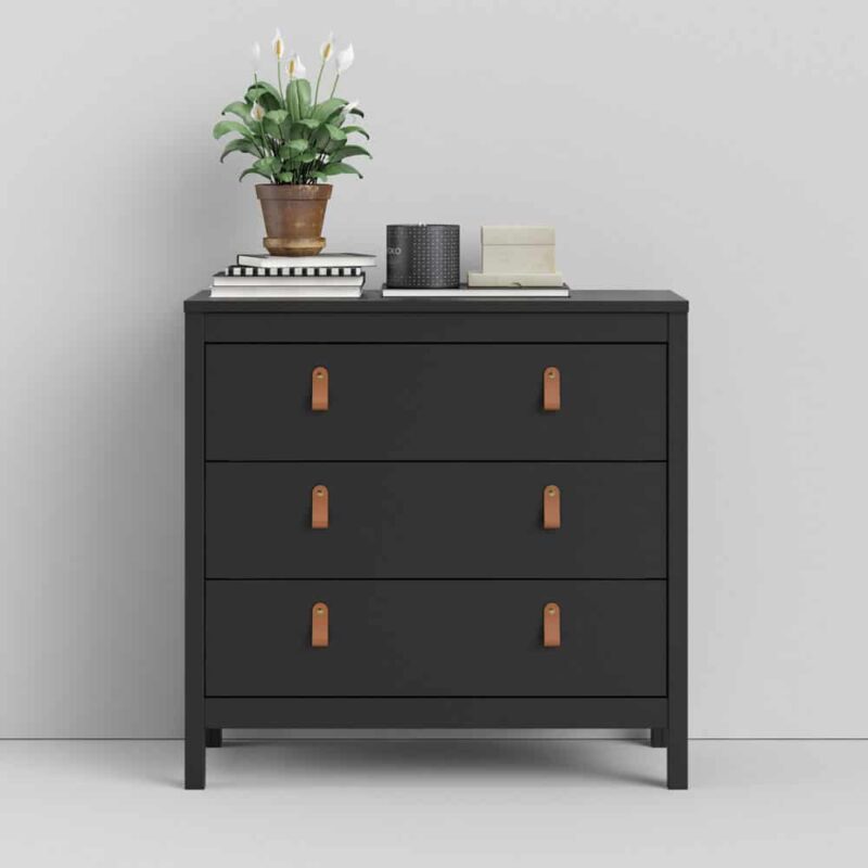 Furniture To Go Barcelona 3 Drawer Chest Matt Black