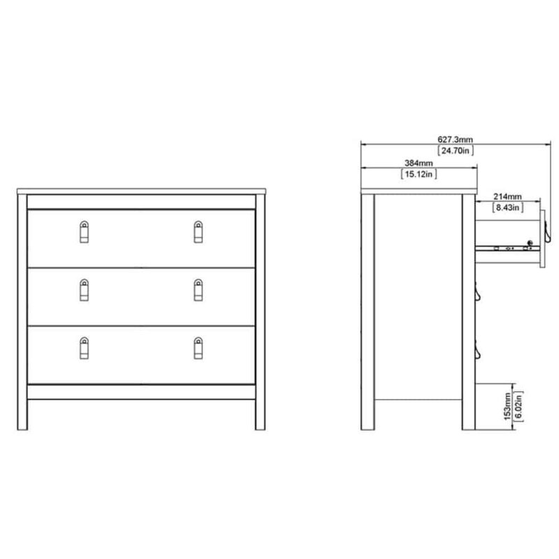 Furniture To Go Barcelona 3 Drawer Chest Matt Black