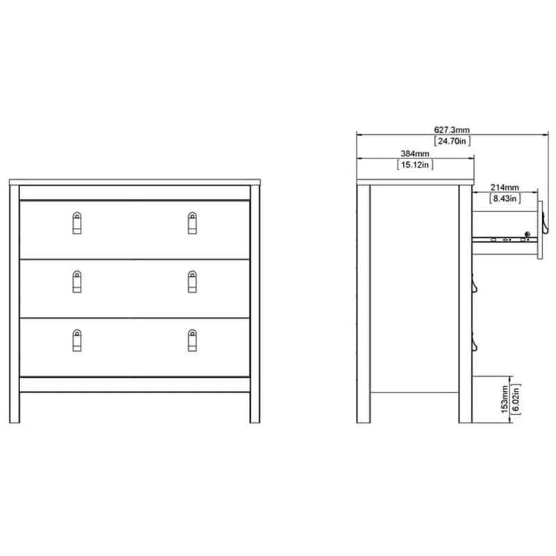 Furniture To Go Barcelona 3 Drawer Chest White