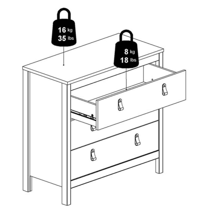 Furniture To Go Barcelona 3 Drawer Chest White