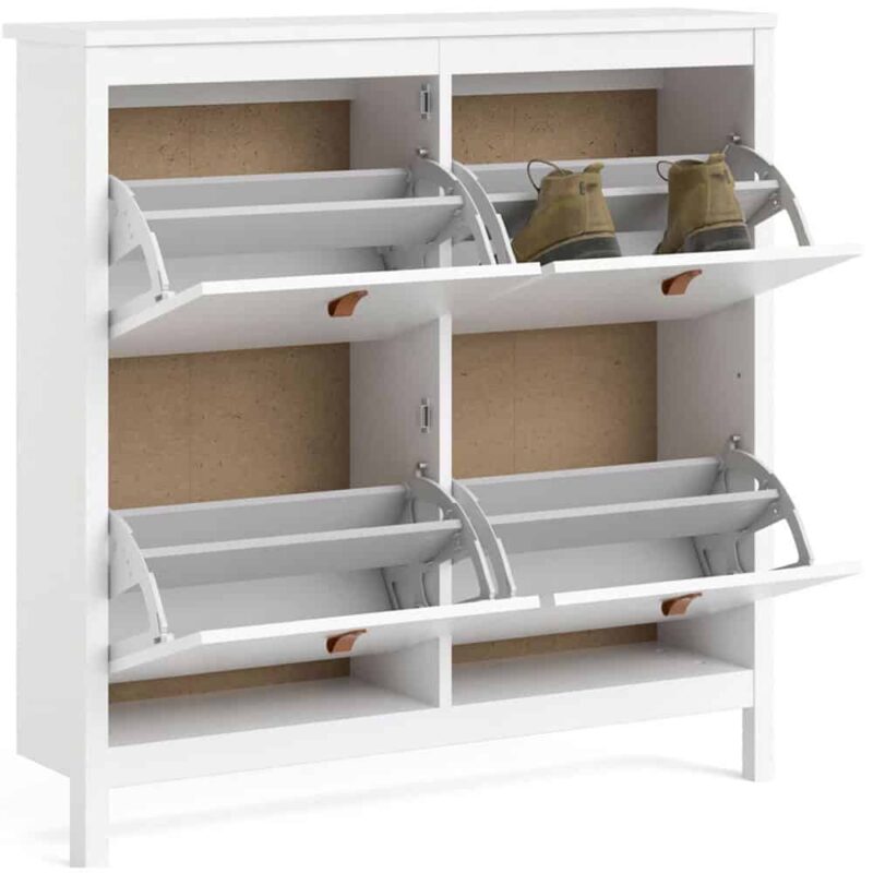 Furniture To Go Barcelona 4 Compartment Shoe Cabinet White
