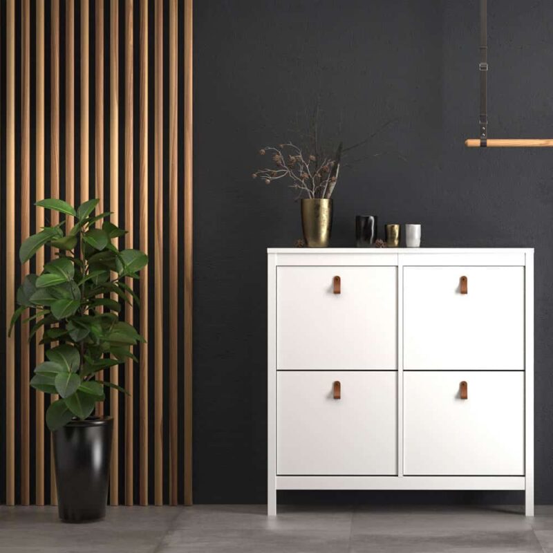 Furniture To Go Barcelona 4 Compartment Shoe Cabinet White