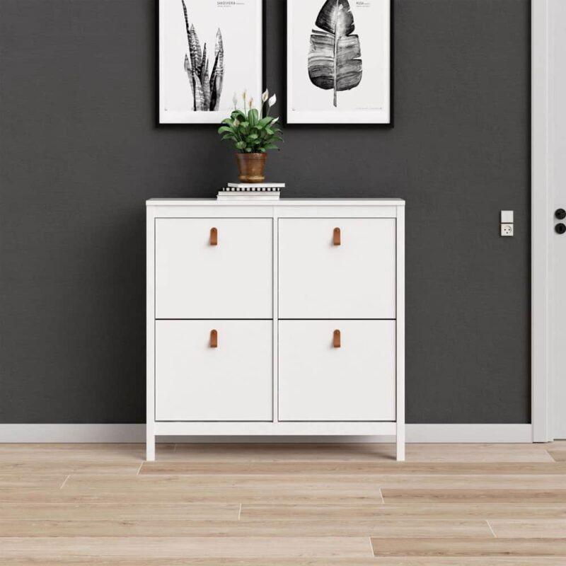 Furniture To Go Barcelona 4 Compartment Shoe Cabinet White