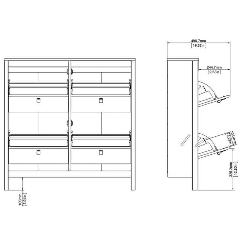 Furniture To Go Barcelona 4 Compartment Shoe Cabinet White