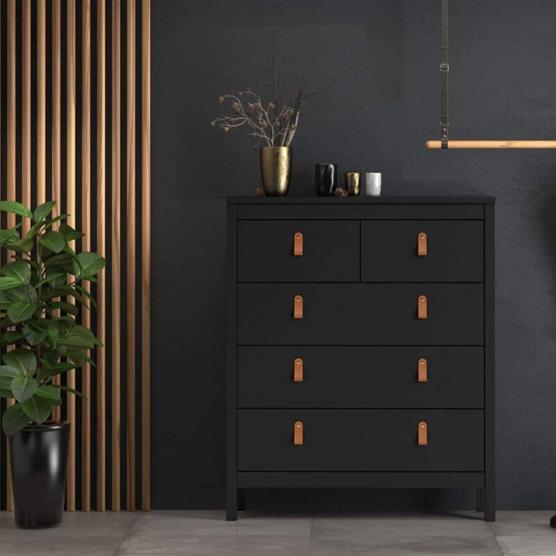 Furniture To Go Barcelona 5 Drawer Chest Matt Black