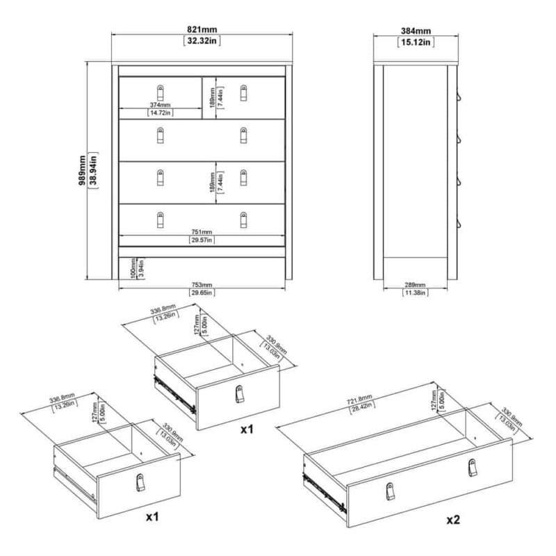 Furniture To Go Barcelona 5 Drawer Chest Matt Black
