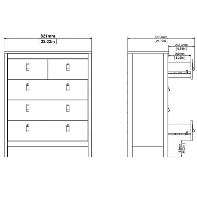 Furniture To Go Barcelona 5 Drawer Chest Matt Black