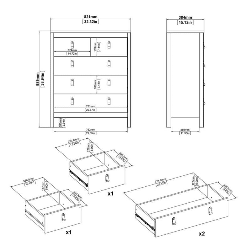 Furniture To Go Barcelona 5 Drawer Chest White
