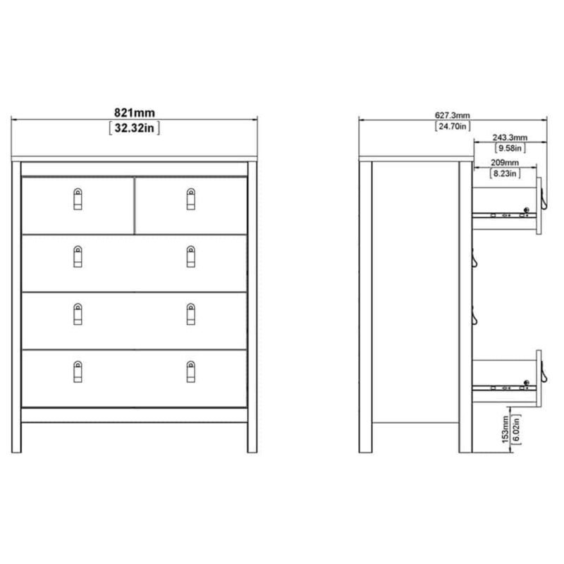 Furniture To Go Barcelona 5 Drawer Chest White