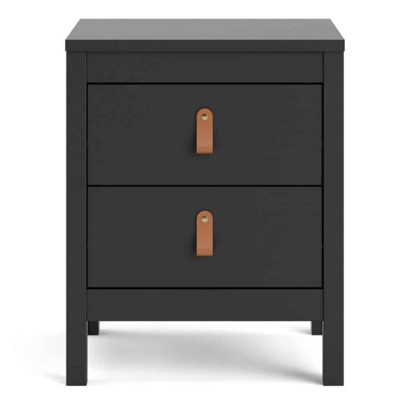 Furniture To Go Barcelona Bedside Table 2 Drawers Matt Black