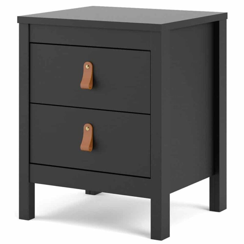 Furniture To Go Barcelona Bedside Table 2 Drawers Matt Black