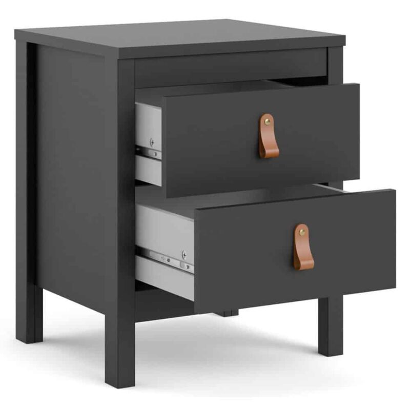 Furniture To Go Barcelona Bedside Table 2 Drawers Matt Black