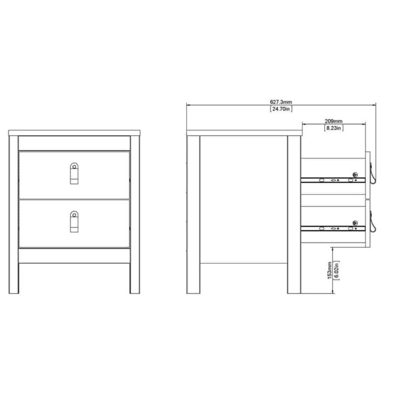 Furniture To Go Barcelona Bedside Table 2 Drawers Matt Black