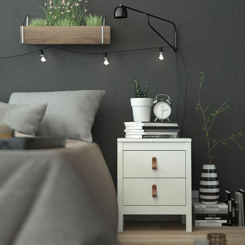 Furniture To Go Barcelona Bedside Table 2 Drawers White