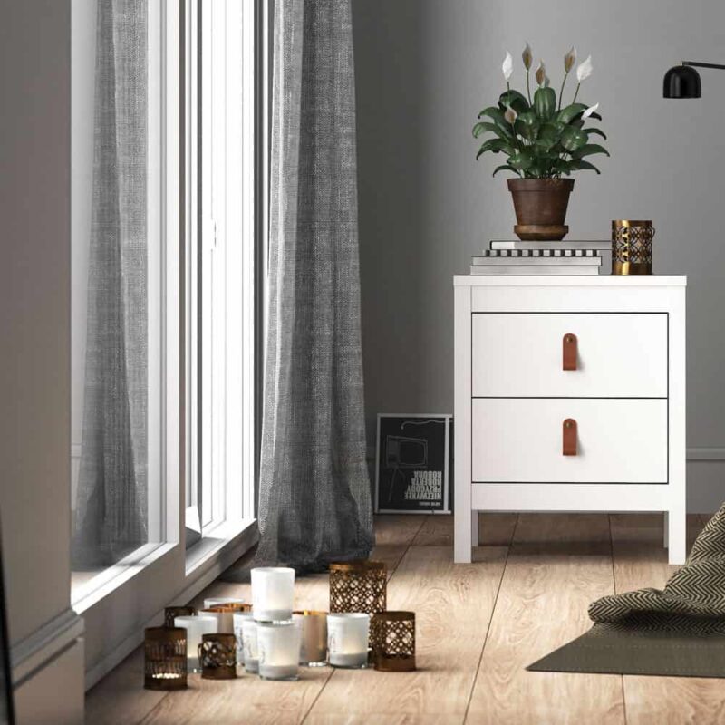 Furniture To Go Barcelona Bedside Table 2 Drawers White