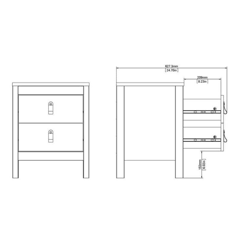 Furniture To Go Barcelona Bedside Table 2 Drawers White