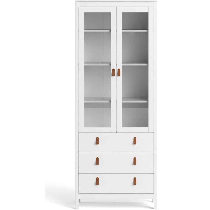 Furniture To Go Barcelona China Cabinet 2 Glass Doors 3 Drawers White