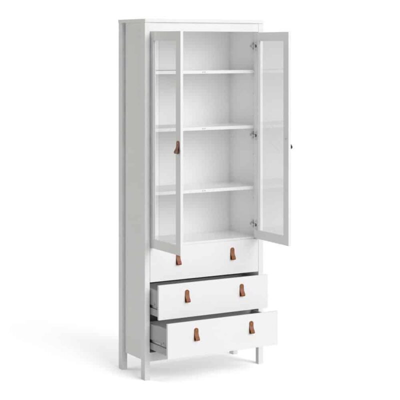 Furniture To Go Barcelona China Cabinet 2 Glass Doors 3 Drawers White