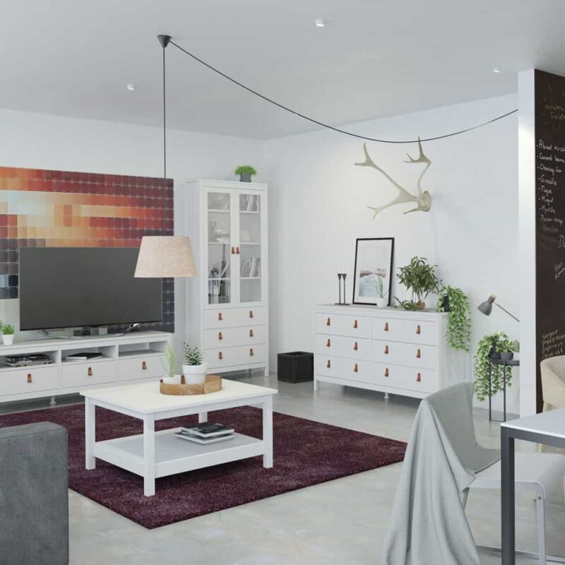 Furniture To Go Barcelona China Cabinet 2 Glass Doors 3 Drawers White