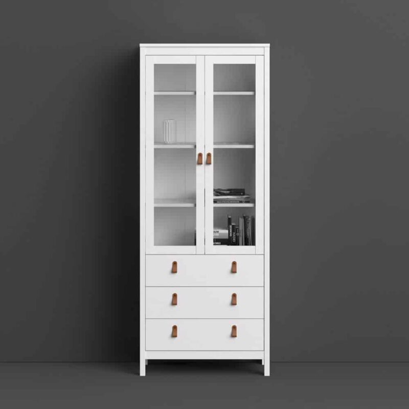Furniture To Go Barcelona China Cabinet 2 Glass Doors 3 Drawers White