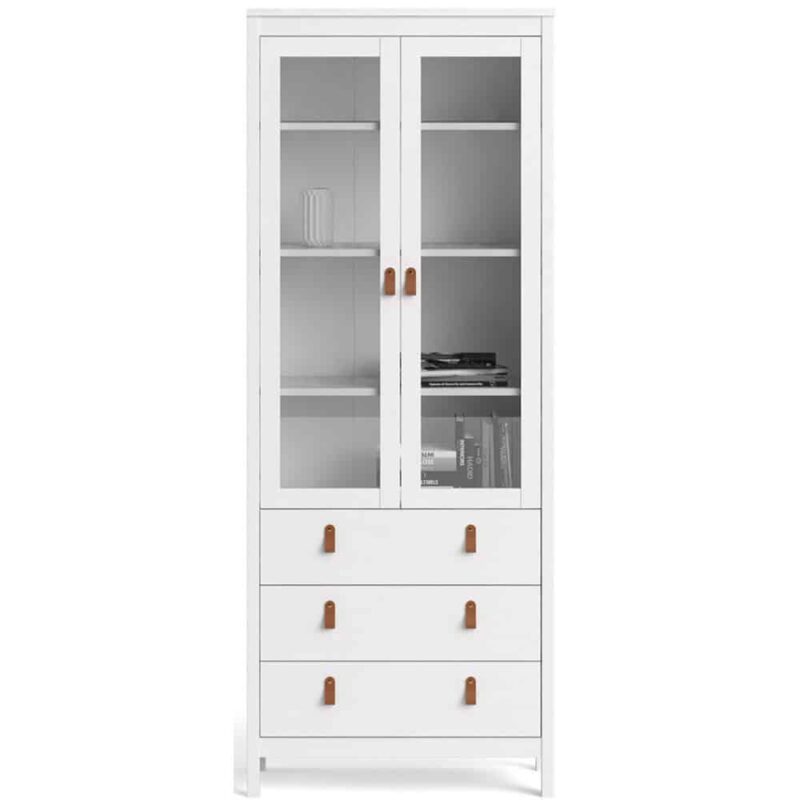 Furniture To Go Barcelona China Cabinet 2 Glass Doors 3 Drawers White