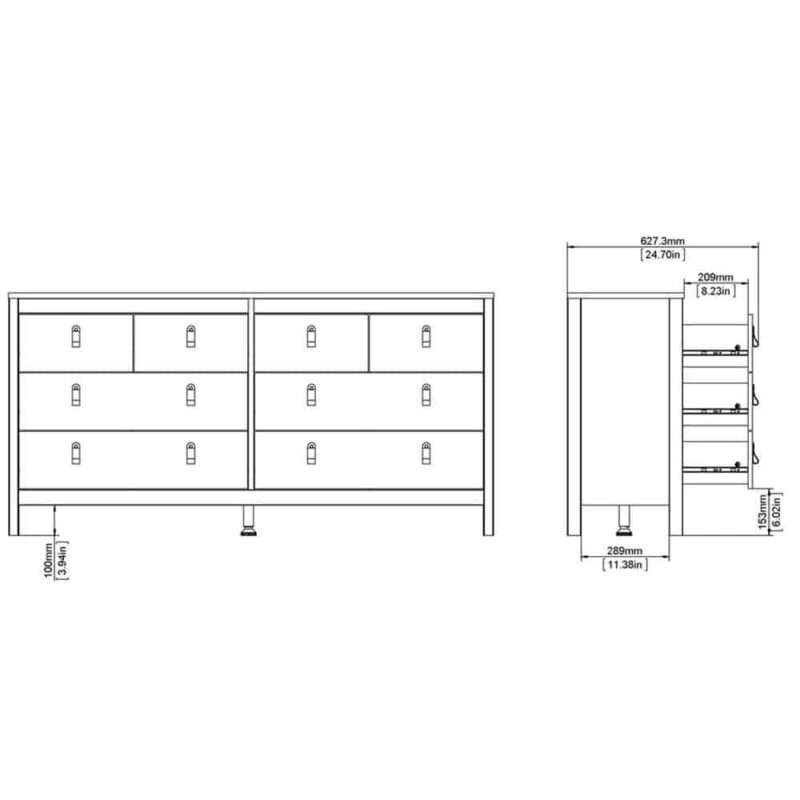 Furniture To Go Barcelona Double Dresser 8 Drawers Matt Black