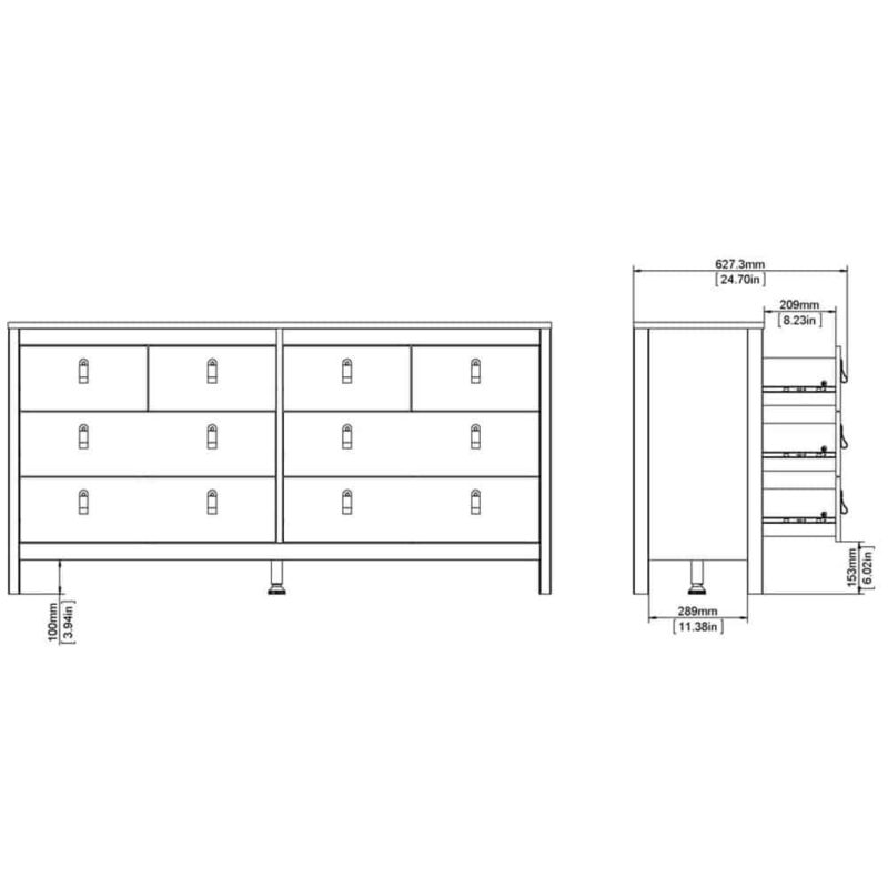 Furniture To Go Barcelona Double Dresser 8 Drawers White