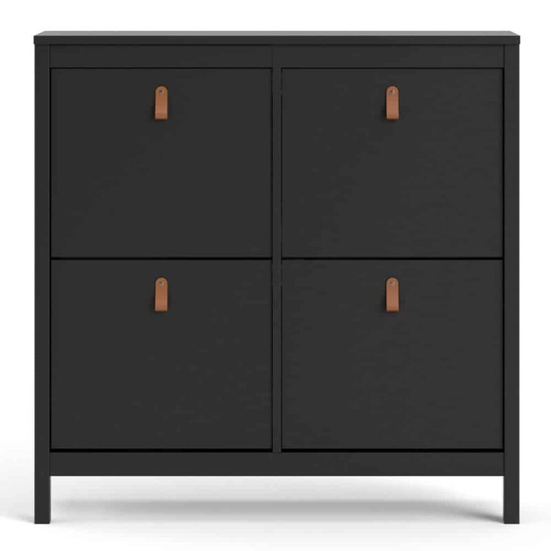 Furniture To Go Barcelona 4 Compartment Shoe Cabinet Matt Black