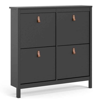 Furniture To Go Barcelona 4 Compartment Shoe Cabinet Matt Black