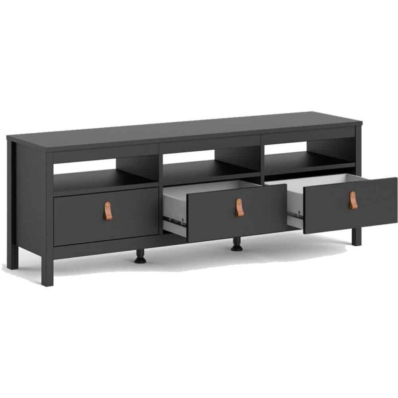 Furniture To Go Barcelona TV Unit 3 Drawers Matt Black