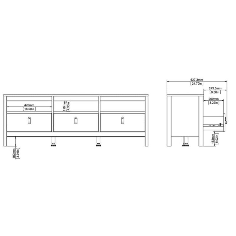 Furniture To Go Barcelona TV Unit 3 Drawers White