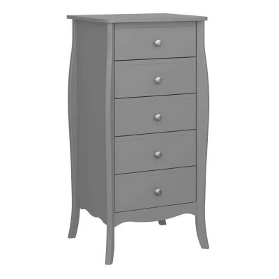 Furniture To Go Baroque 5 Drawer Narrow Chest Grey