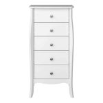 Furniture To Go Baroque 5 Drawer Narrow Chest White