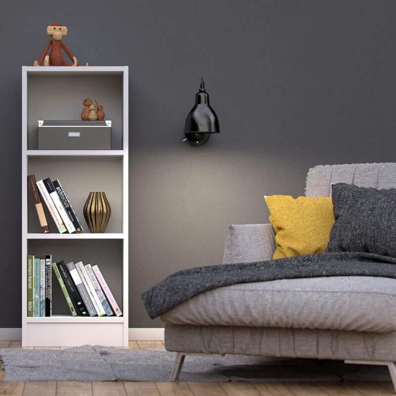 Furniture To Go Basic 2 Shelves Low Narrow Bookcase White