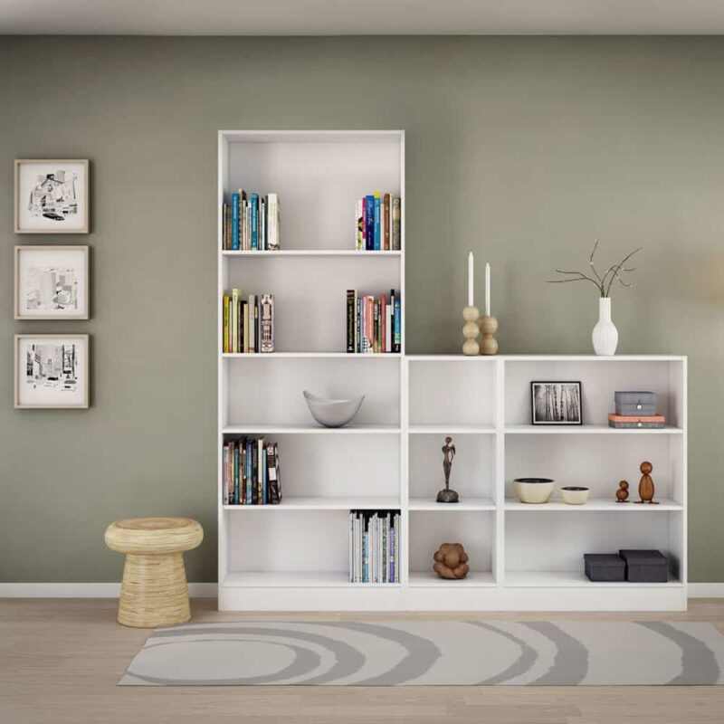 Furniture To Go Basic 2 Shelves Low Narrow Bookcase White