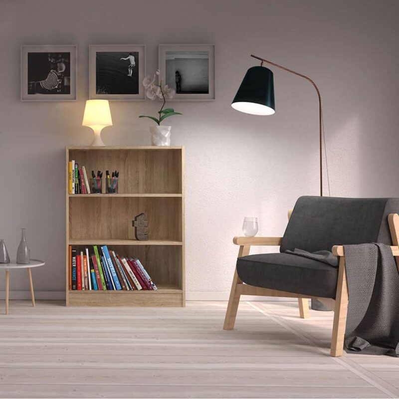 Furniture To Go Basic 2 Shelves Low Wide Bookcase Oak