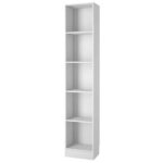 Furniture To Go Basic 4 Shelves Tall Narrow Bookcase White