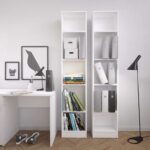 Furniture To Go Basic 4 Shelves Tall Narrow Bookcase White