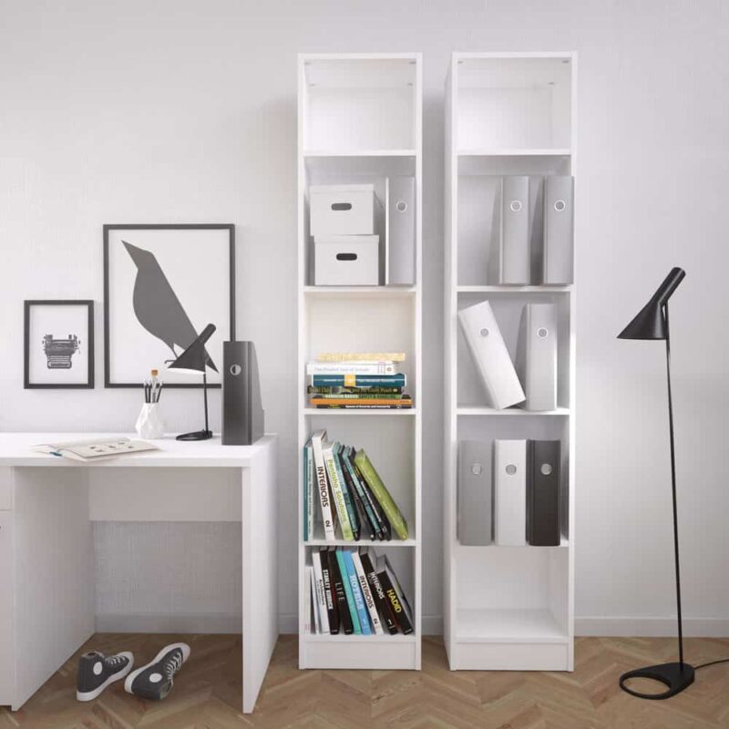 Furniture To Go Basic 4 Shelves Tall Narrow Bookcase White