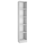 Furniture To Go Basic 4 Shelves Tall Narrow Bookcase White
