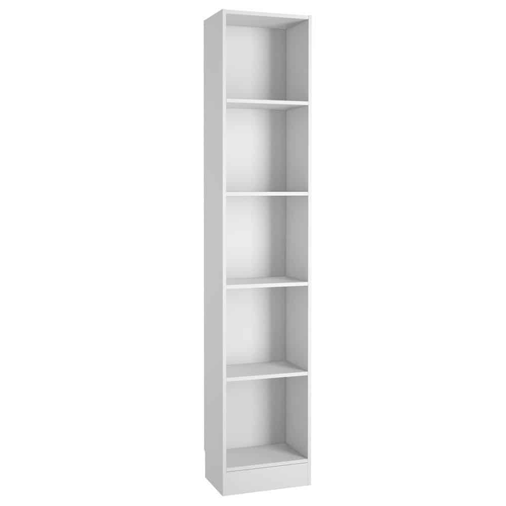 Furniture To Go Basic 4 Shelves Tall Narrow Bookcase White