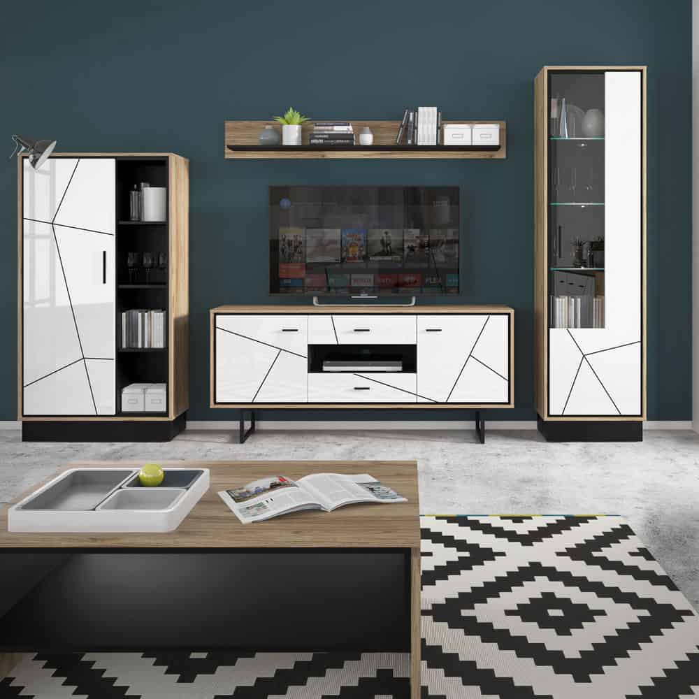 Furniture To Go Brolo 2 Door 2 Drawer TV Unit Walnut White Black